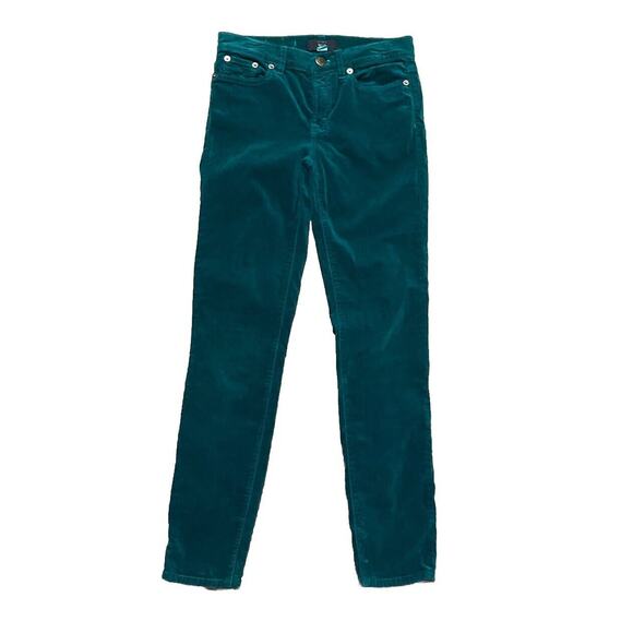 J Crew Womens 25 Straight Leg Pants Garment Dyed Stretch Velvet Emerald Green - Picture 1 of 4